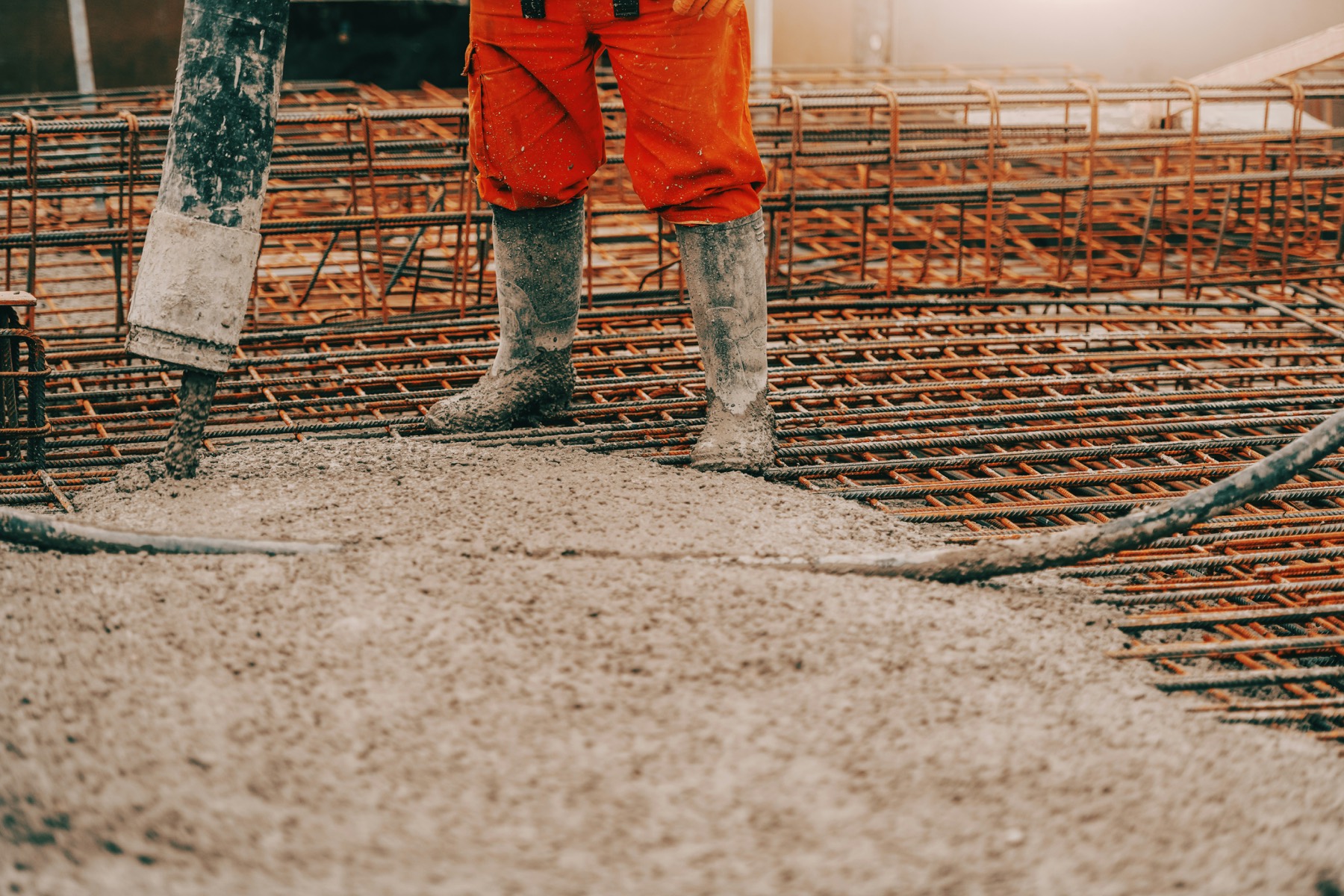 Betonieren einer bewehrten Bodenplatte